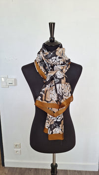 Foulard imprimé effet satin Camel