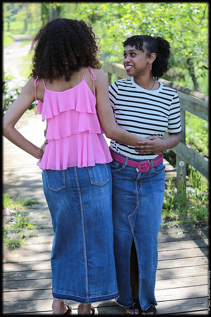 Jupe longue femme fendue en jean