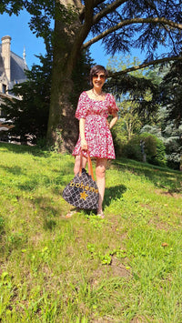 robe courte à imprimé floral manche bouffante