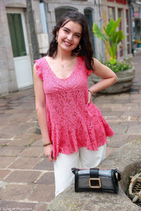 blouse corail décolleté v