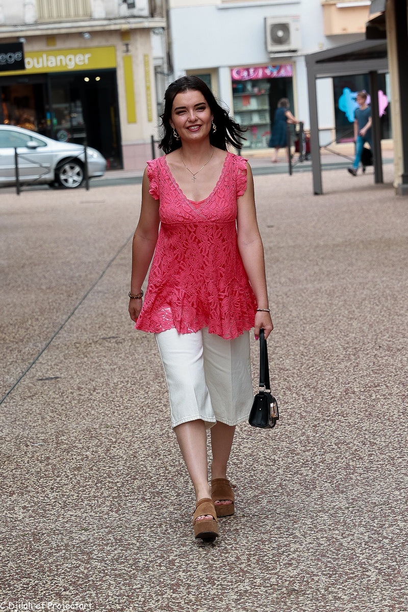 cache cœur femme corail