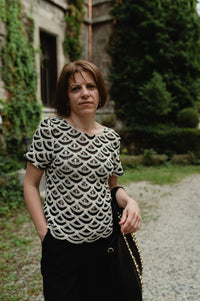 Top crochet femme noir et blanc